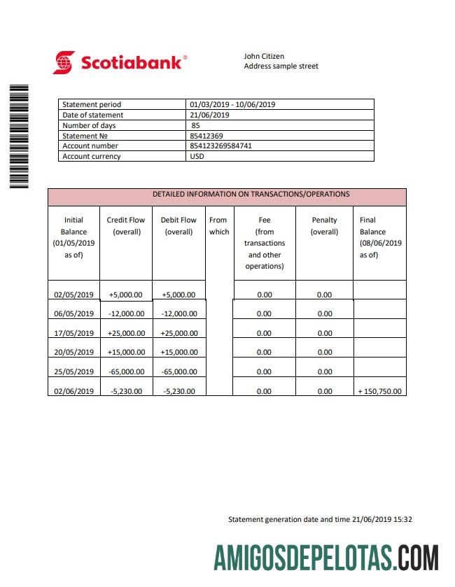 Modelo de comprovante de endereço do Scotiabank de Hong Kong para download em formato Word e PDF (.doc e .pdf)